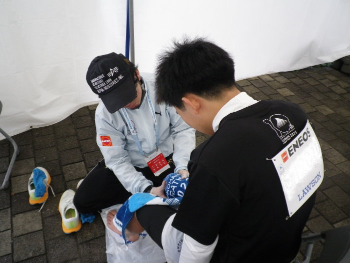 ランナーの休憩する様子